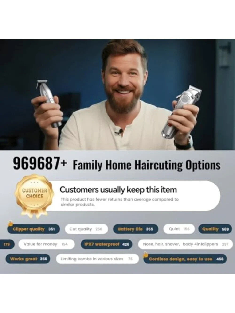 Professional Cordless Hair Clippers Set for Men - 4-in-1 Trimmer & Shaver Kit